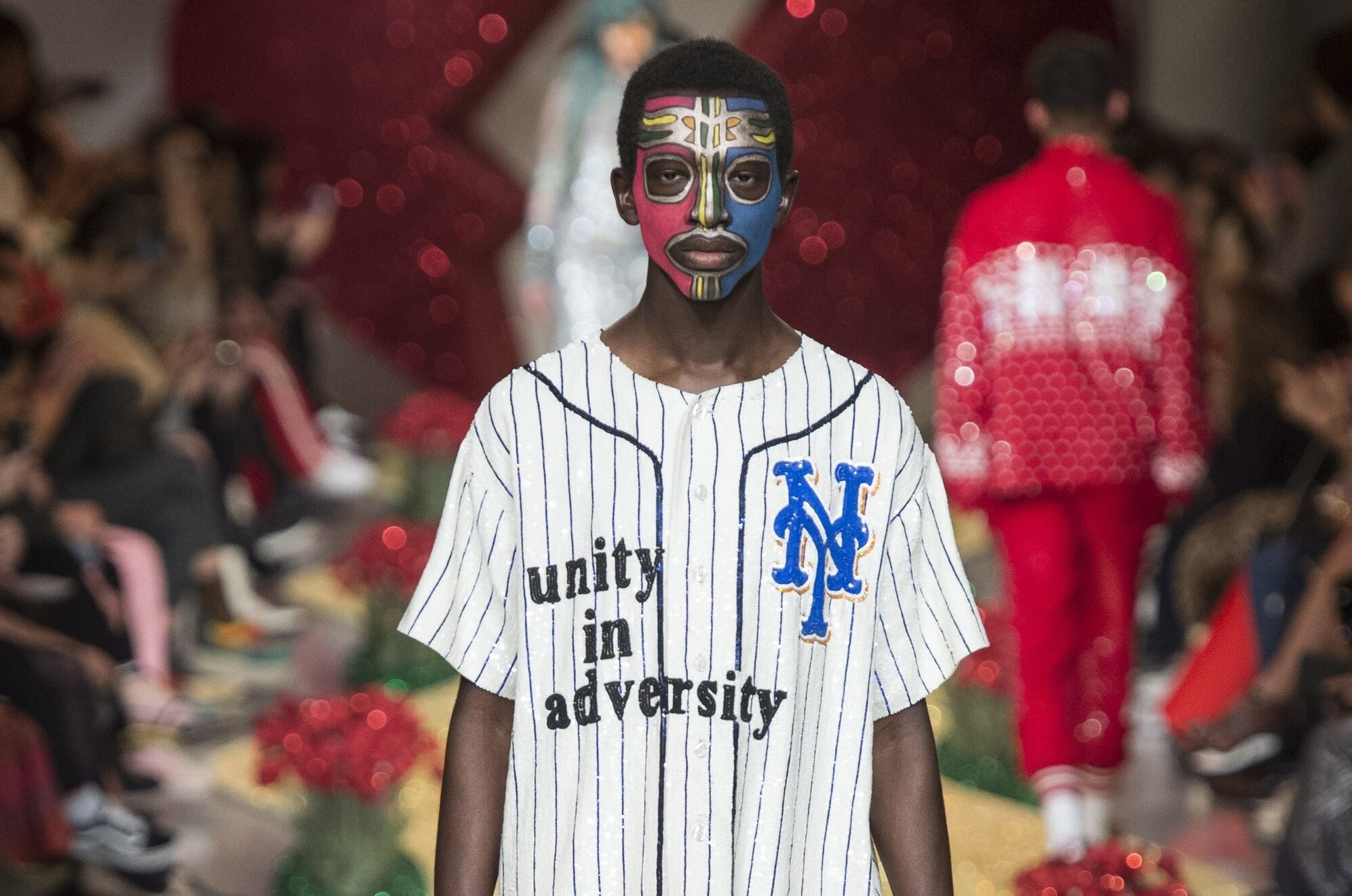 Catwalk image with model wearing Ashish designs