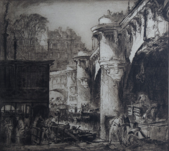 Workers on quaysides near Pont Neuf, Paris