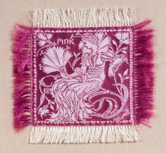 female figure with word pink on pink ground