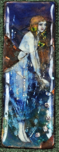enamelled plaque of a young girl