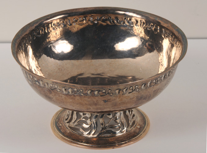 silver bowl with punched decoration