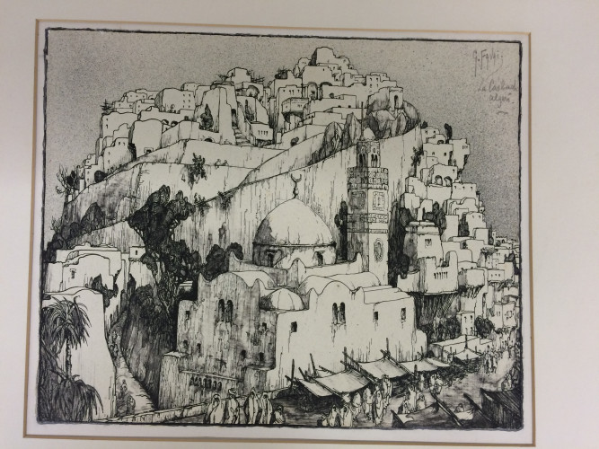 view of a town on a hill