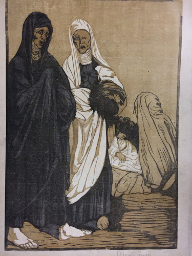 two standing cloaked figures