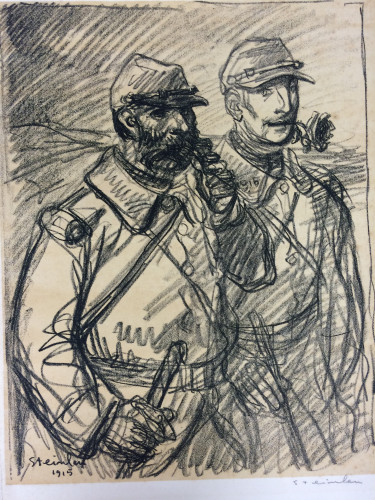 two soldiers stand next to each other