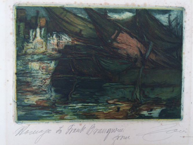 barges with city beyond