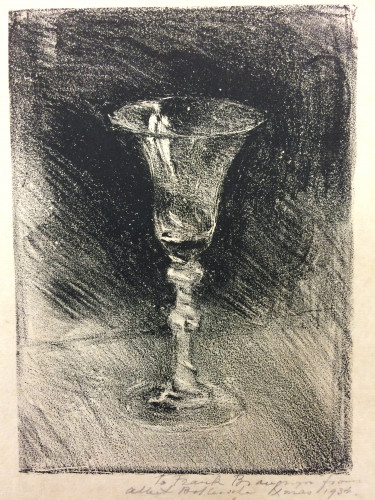 slender wine glass on table