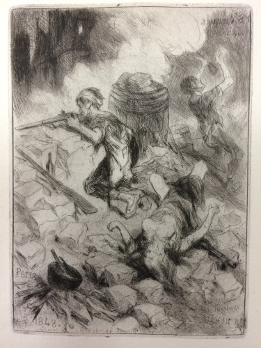 young boy shooting with dead bodies behind