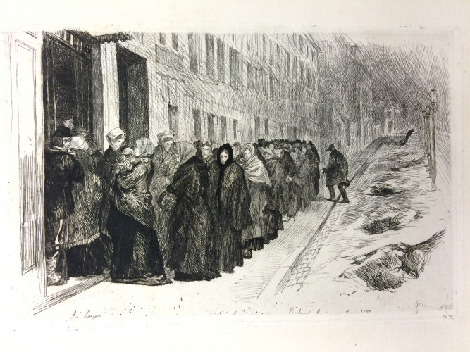 queue of people outside building