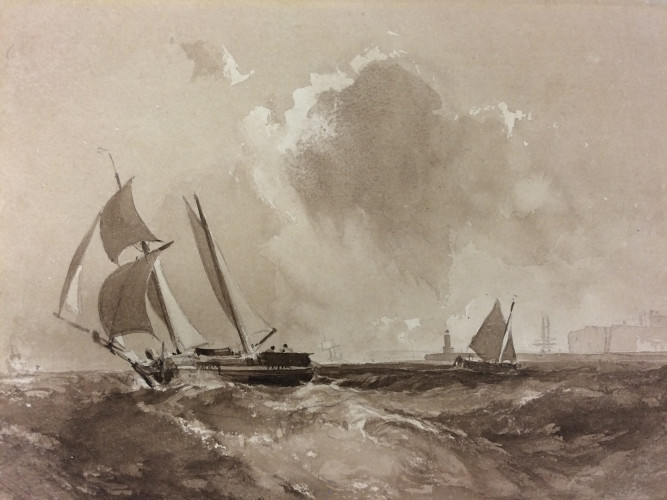 Ship in stormy sea