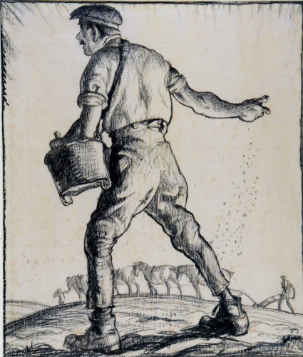 A man sowing a field