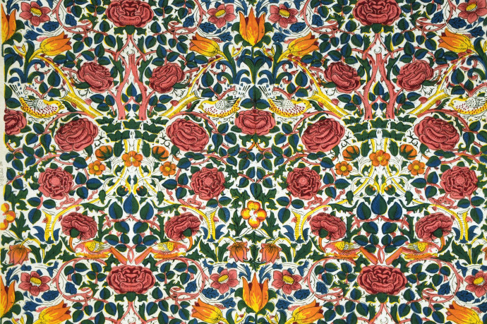 printed cotton with pink and yellow roses