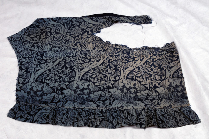 blue fabric cut from upholstery