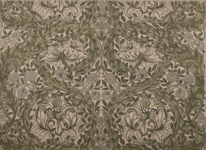 Swirling pattern of leaves and flowers