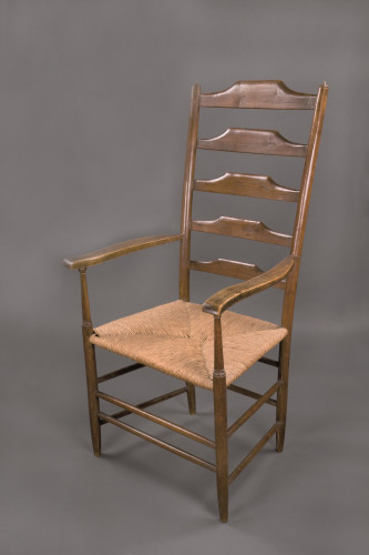 Rush-seated armchair with ladder back