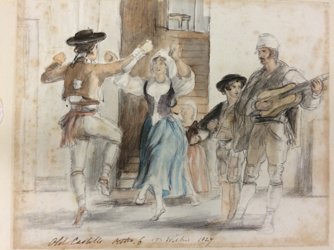 man and woman dance next to man with guitar