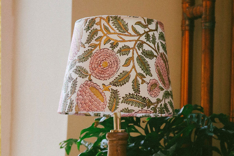 Lampshade with a floral pattern